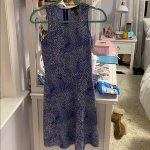 Blue polka dot fit and flare dress